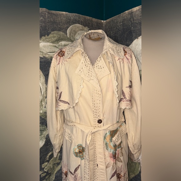 Free People Forget Me Not Embroidered Trench Coat - Picture 5 of 9